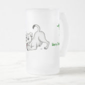 Frohe Weihnachten! Welpe mit Bell und Ball Mattglas Bierglas (VorderseiteRechts)