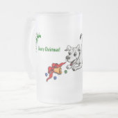 Frohe Weihnachten! Welpe mit Bell und Ball Mattglas Bierglas (Vorderseite Links)