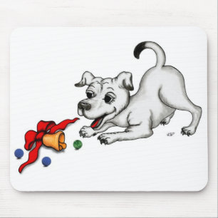 Frohe Weihnachten! Welpe mit Bell und Ball Mousepad