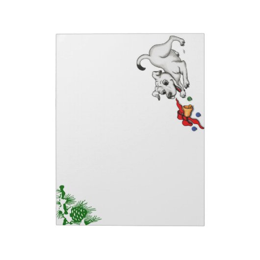Frohe Weihnachten! Welpe mit Bell und Ball Notizblock (Rotiert)