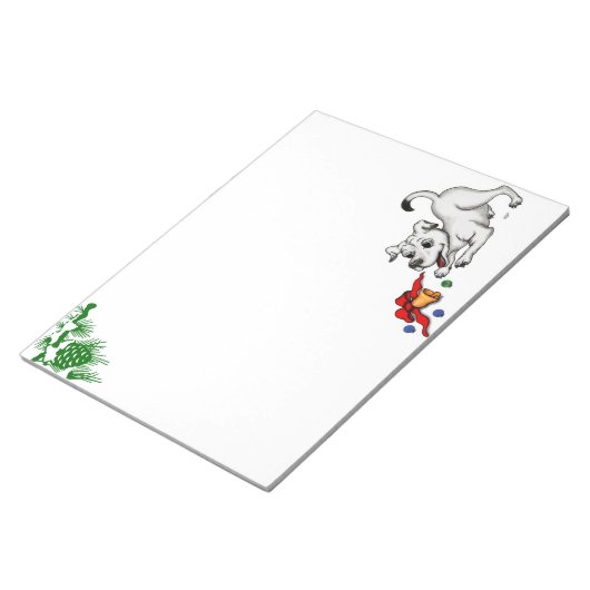 Frohe Weihnachten! Welpe mit Bell und Ball Notizblock (angewinkelt)