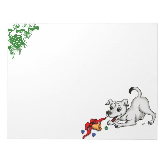 Frohe Weihnachten! Welpe mit Bell und Ball Notizblock (Vorderseite)