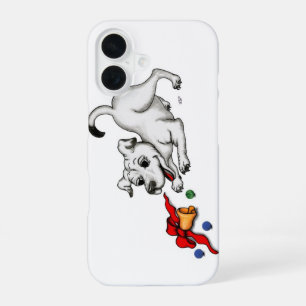 Frohe Weihnachten! Welpe mit Glocke und Ball iPhone 16 Hülle