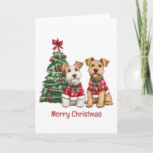 Frohe Weihnachten Welsh Wire Fox Terrier Hunde (Vorderseite)