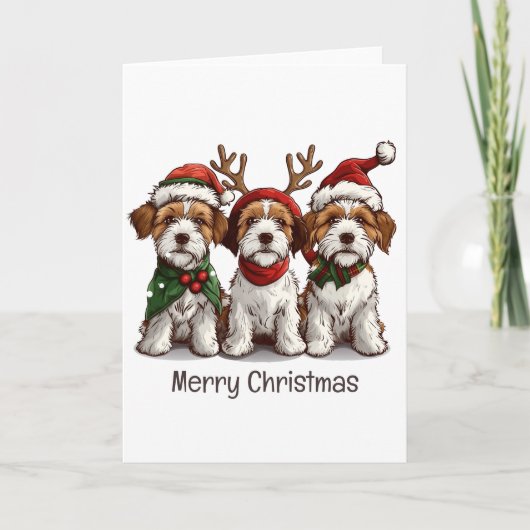 Frohe Weihnachten Welsh Wire Fox Terrier Hunde (Vorderseite)