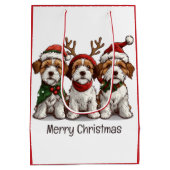 Frohe Weihnachten Welsh Wire Fox Terrier Hunde Mittlere Geschenktüte (Rückseite)