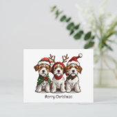 Frohe Weihnachten Welsh Wire Fox Terrier Hunde Postkarte (Stehend Vorderseite)