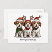 Frohe Weihnachten Welsh Wire Fox Terrier Hunde Postkarte (Vorne/Hinten)