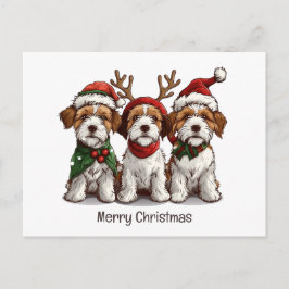 Frohe Weihnachten Welsh Wire Fox Terrier Hunde Postkarte