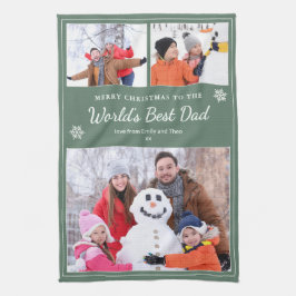 Frohe Weihnachten Weltbeste-Vater-Fotos Salbeigrün Geschirrtuch