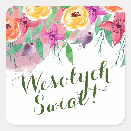 Frohe Weihnachten Wesołych Świąt po polsku Quadratischer Aufkleber (Vorderseite)