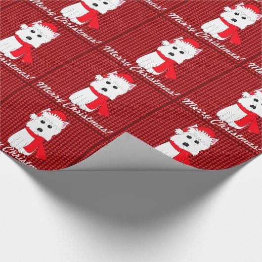 Frohe Weihnachten! Westie HundePackpapier Geschenkpapier (Ecke)