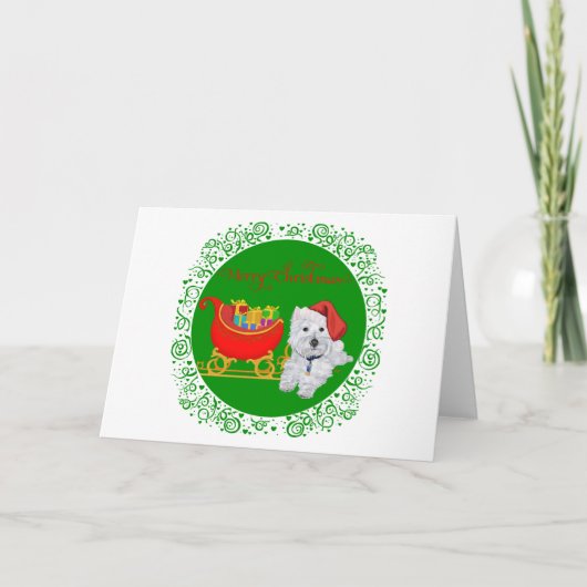 Frohe Weihnachten Westie mit Sleigh (Vorderseite)