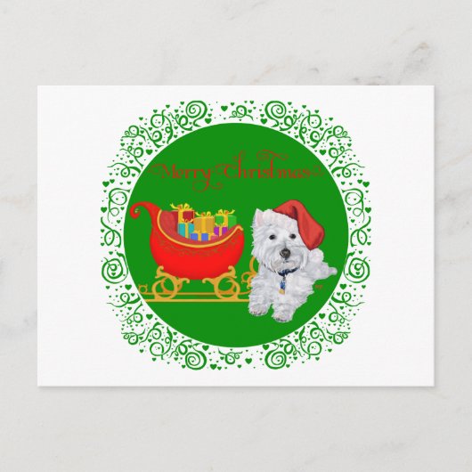Frohe Weihnachten Westie mit Sleigh (Vorderseite)