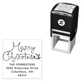 Frohe Weihnachten whimmsige Schrift Rücksendeadres Permastempel