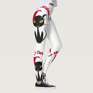 Frohe Weihnachten Whimsical Black Cat Leggings