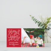 Frohe Weihnachten Whimsical Calligraphy Swirl Foto (Stehend Vorderseite)