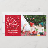 Frohe Weihnachten Whimsical Calligraphy Swirl Foto (Vorderseite)