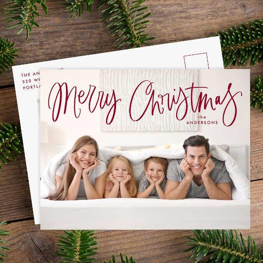 Frohe Weihnachten Whimsical Cranberry Script Foto