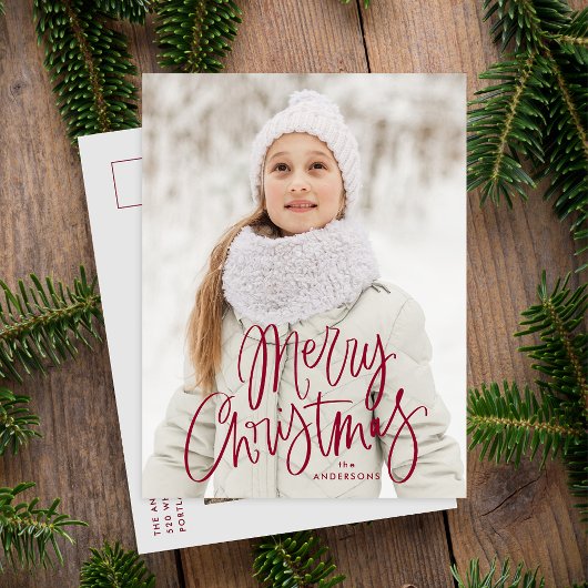 Frohe Weihnachten Whimsical Cranberry Script Foto
