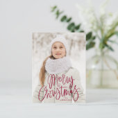 Frohe Weihnachten Whimsical Cranberry Script Foto (Stehend Vorderseite)