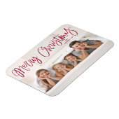 Frohe Weihnachten Whimsical Cranberry Script Foto Magnet (Linke Seite)