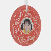Frohe Weihnachten Whimsical Doodle Foto Ornament Aus Glas (Vorderseite Rechts)