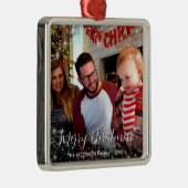 Frohe Weihnachten Whimsical Glitzern Holiday Foto Ornament Aus Metall (Rechts)