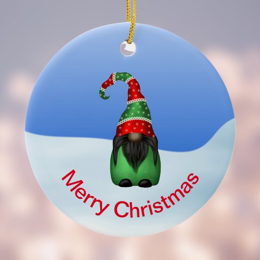 Frohe Weihnachten Whimsical Gnome Keramik Ornament