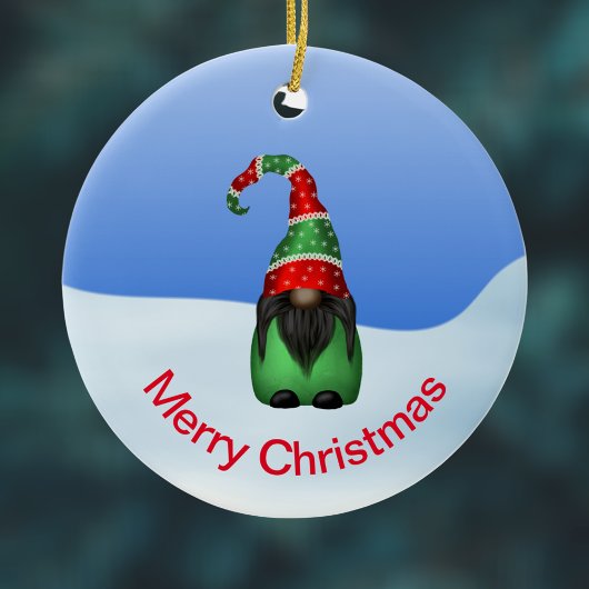 Frohe Weihnachten Whimsical Gnome Keramik Ornament