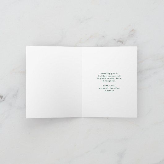 Frohe Weihnachten Whimsical Green Script Foto (Innenseite)