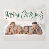 Frohe Weihnachten Whimsical Green Script Foto (Vorderseite)