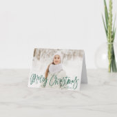 Frohe Weihnachten Whimsical Green Script Foto (Vorderseite)