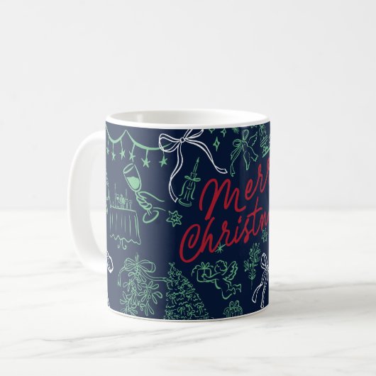 Frohe Weihnachten Whimsical Kaffeetasse (Vorderseite Links)