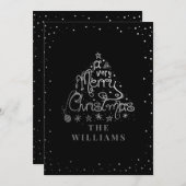 Frohe Weihnachten Whimsical Künstlerisch Silver Bl Einladung (Vorne/Hinten)