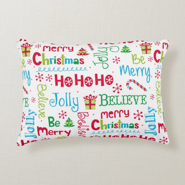 Frohe Weihnachten Whimsical Modern Jolly Typografi Dekokissen (Vorderseite)