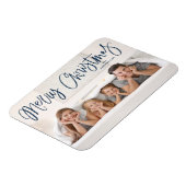 Frohe Weihnachten Whimsical Navy Script Foto Magnet (Linke Seite)