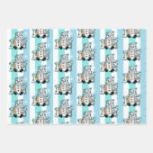 Frohe Weihnachten Whimsical Pink Blue Snowmen Geschenkpapier Set (Vorderseite)