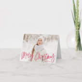 Frohe Weihnachten Whimsical Red Script Foto (Vorderseite)