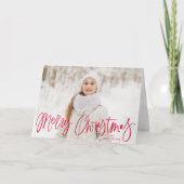 Frohe Weihnachten Whimsical Red Script Foto (Vorderseite)