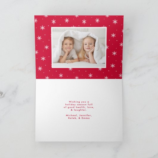 Frohe Weihnachten Whimsical Red Script Foto (Innenseite)