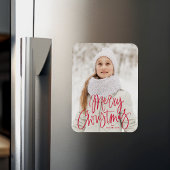 Frohe Weihnachten Whimsical Red Script Foto Magnet