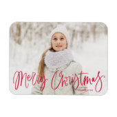 Frohe Weihnachten Whimsical Red Script Holiday Fot Magnet (Horizontal)
