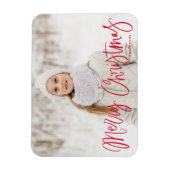 Frohe Weihnachten Whimsical Red Script Holiday Fot Magnet (Vertikal)