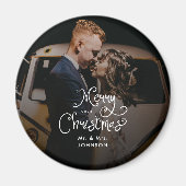 Frohe Weihnachten Whimsical Schrift Benutzerdefin Magnet (Vorne)