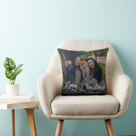 Frohe Weihnachten Whimsical Schrift Familienfoto H Kissen