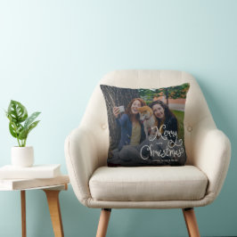 Frohe Weihnachten Whimsical Schrift Familienfoto H Kissen