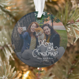 Frohe Weihnachten Whimsical Schrift Familienfoto H Ornament