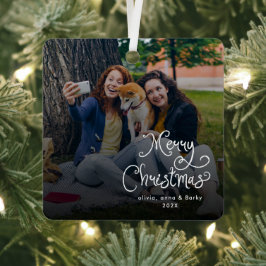Frohe Weihnachten Whimsical Schrift Familienfoto H Ornament Aus Metall