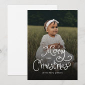Frohe Weihnachten Whimsical Script Baby-Foto (Vorne/Hinten)